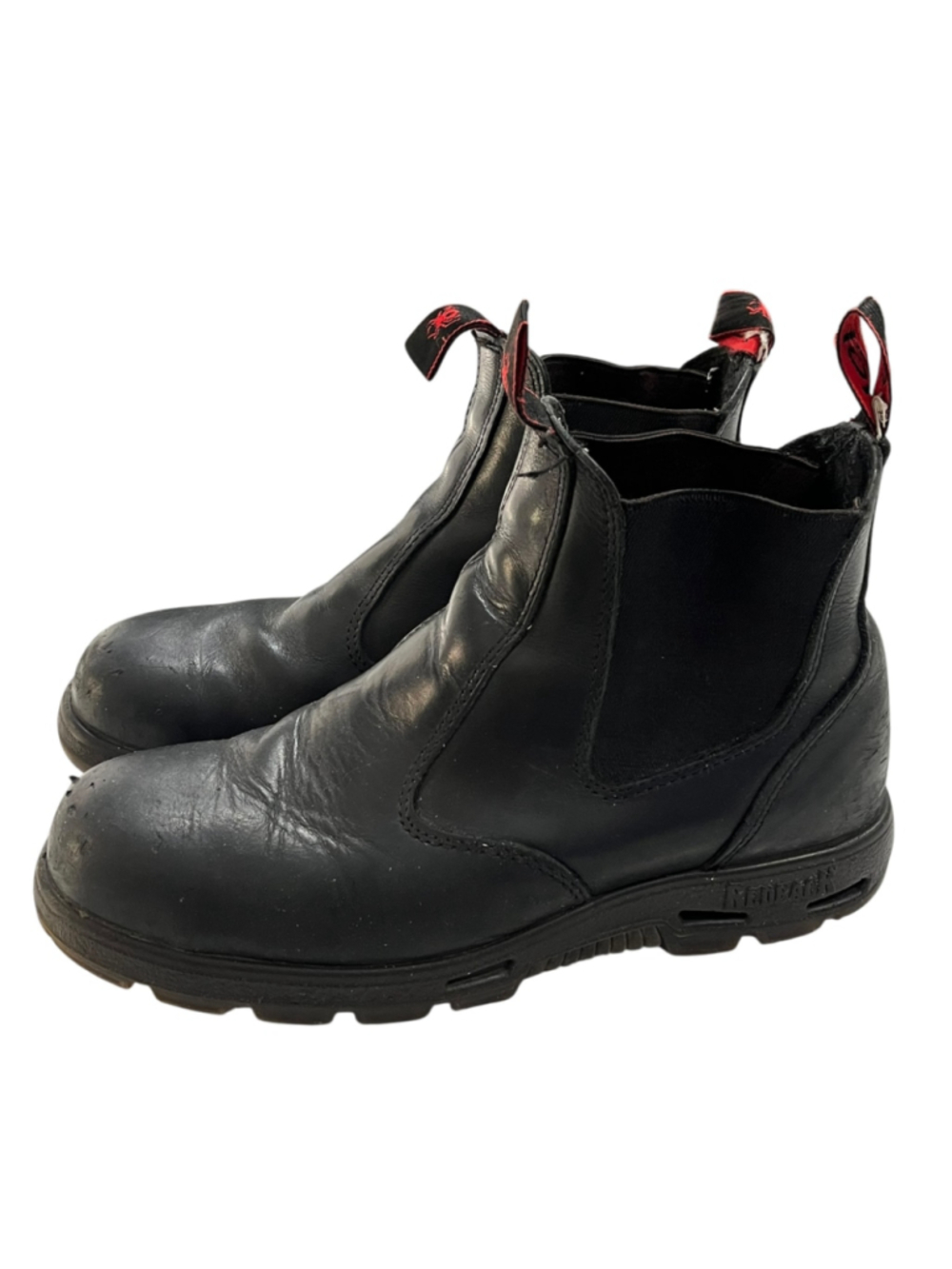 Redback Boots Easy Escape Black Leather Chelsea Work Boots Pull Tap Size 10